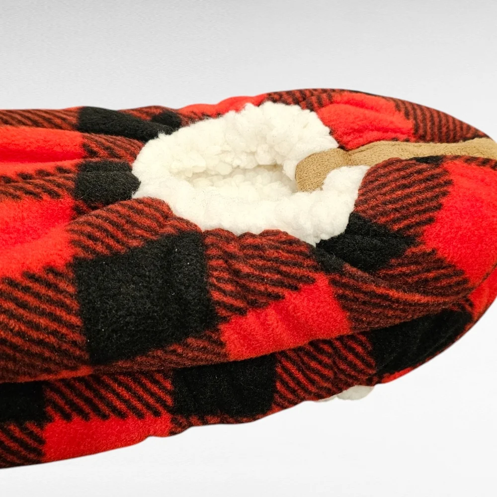Fuzzy Babba Mens Slipper Socks Buffalo Red/Black L/XL